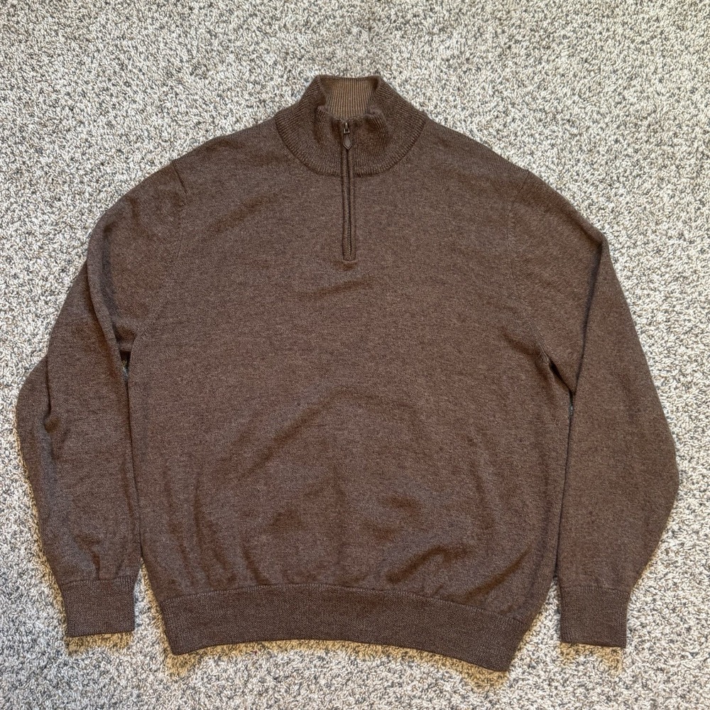 Brooks Brothers Extra Fine Italian Merino Wool 1/4 Zip Sweater Men's Size XXL